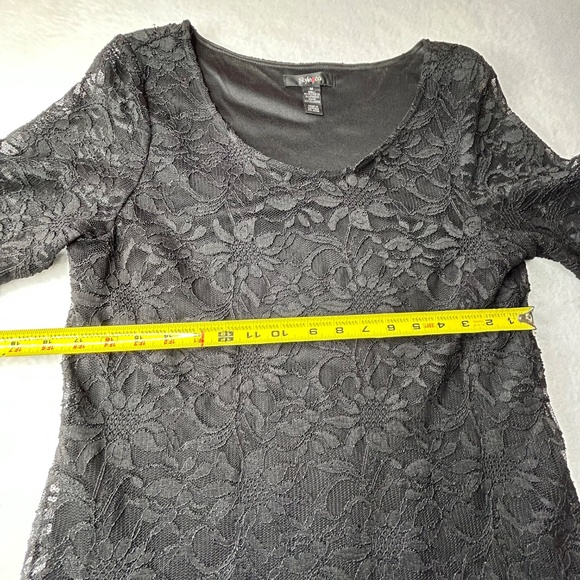 Style & Co. Vintage Y2K Black Lace Sheer Dress Floral Black Medium Midi - Picture 13 of 16